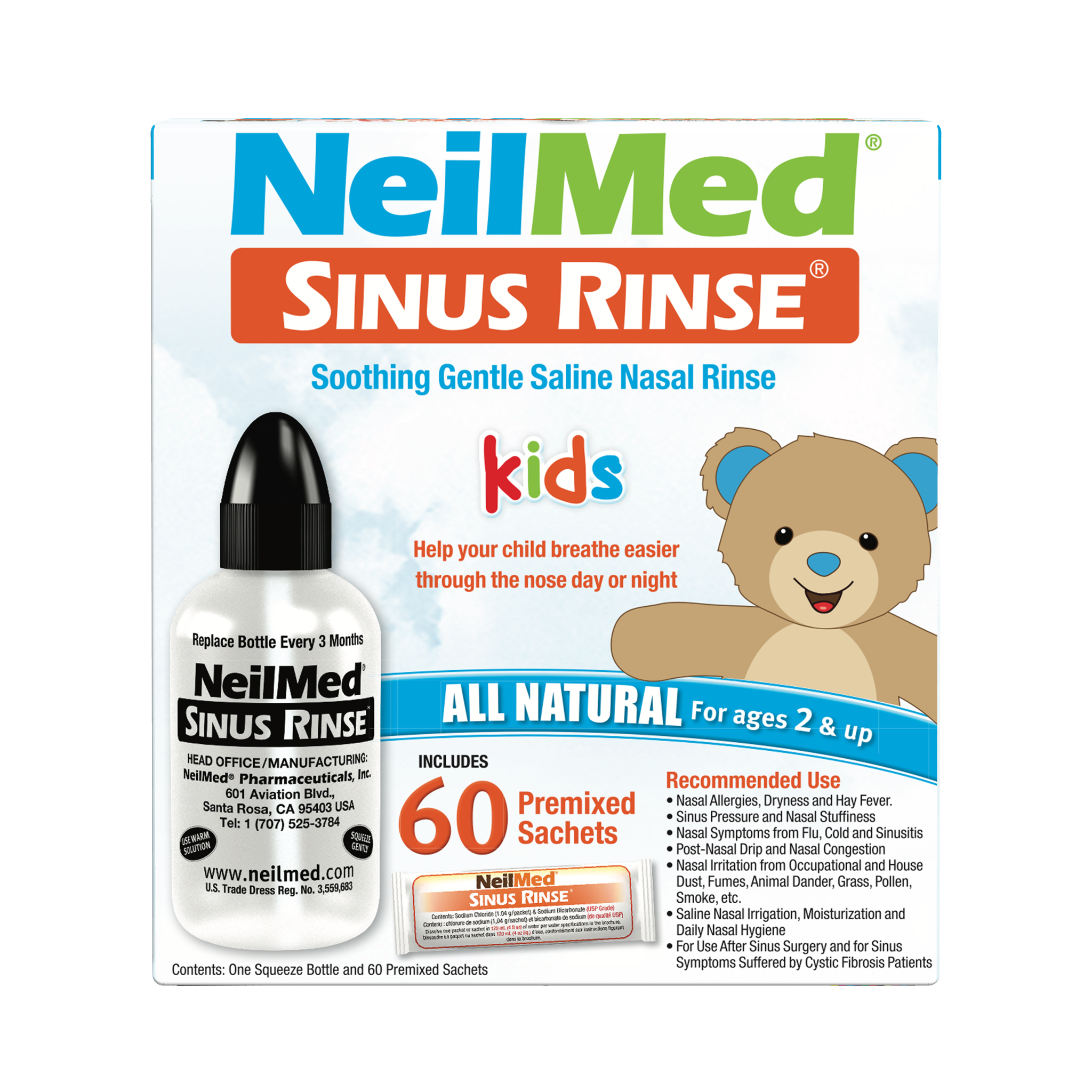 NeilMed Sinus Rinse Saline Rinçage Nasal, Prémélangées Paquets, 100 Ct - Foto 2